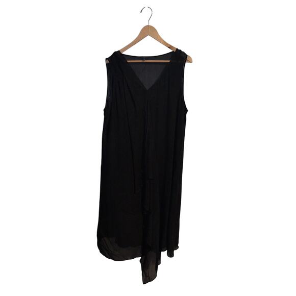 Eileen Fisher Dresses & Skirts - Eileen Fisher Black Silk Slip Dress with Sheer Overlay – Size XL